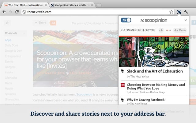 chrome extensions  Scoopinion Recommends Articles Based on Your Reading Habits and Browser History