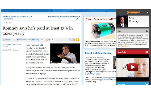 chrome extensions  Summer for Chrome Tells You About Key People On The Article You Are Reading